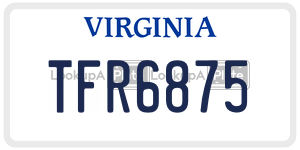 TFR6875  license plate in VA