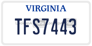 TFS7443  license plate in VA