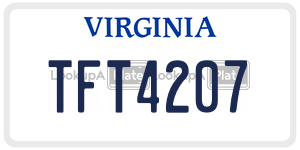 TFT4207 license plate in Virginia