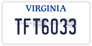 TFT6033  license plate in VA