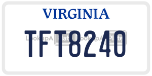 TFT8240  license plate in VA