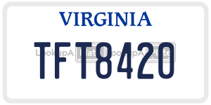 TFT8420  license plate in VA