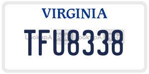 TFU8338  license plate in VA