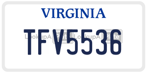 TFV5536  license plate in VA