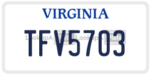 TFV5703  license plate in VA