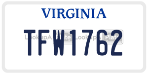TFW1762  license plate in VA