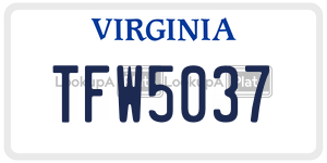 TFW5037  license plate in VA