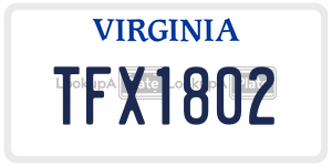 TFX1802  license plate in VA
