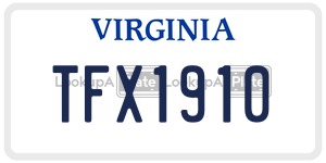 TFX1910 license plate in Virginia
