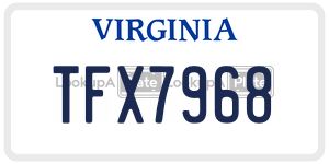 TFX7968  license plate in VA