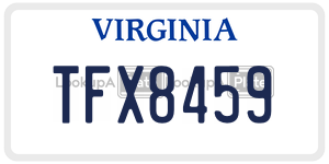 TFX8459  license plate in VA