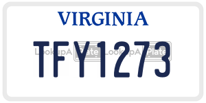 TFY1273  license plate in VA