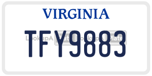 TFY9883  license plate in VA