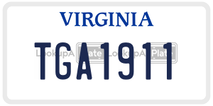 TGA1911 license plate in Virginia