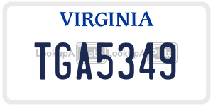TGA5349 license plate in Virginia