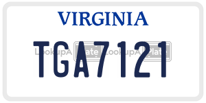 TGA7121  license plate in VA