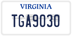 TGA9030  license plate in VA
