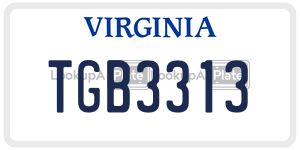TGB3313 license plate in Virginia