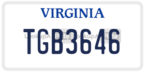 TGB3646  license plate in VA