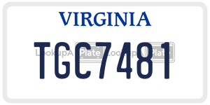 TGC7481 license plate in Virginia