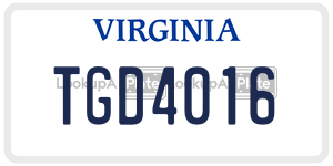 TGD4016  license plate in VA