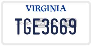 TGE3669  license plate in VA