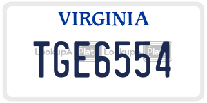 TGE6554  license plate in VA