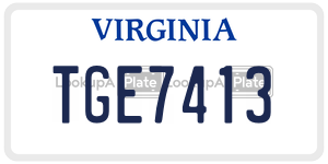 TGE7413  license plate in VA
