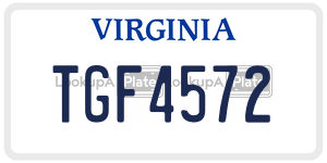 TGF4572  license plate in VA