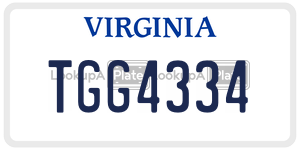 TGG4334  license plate in VA