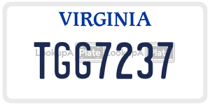 TGG7237  license plate in VA