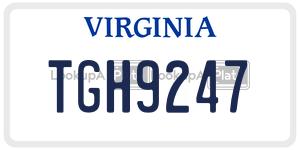 TGH9247  license plate in VA