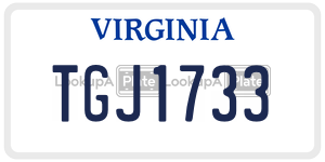 TGJ1733  license plate in VA