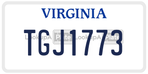 TGJ1773  license plate in VA