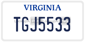 TGJ5533  license plate in VA