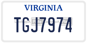TGJ7974  license plate in VA