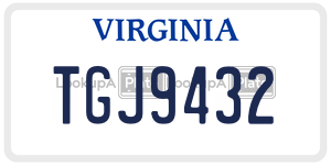 TGJ9432 license plate in Virginia