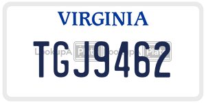 TGJ9462  license plate in VA