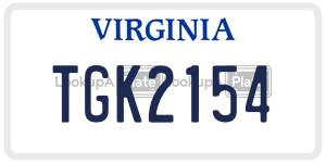 TGK2154 license plate in Virginia