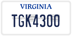 TGK4300  license plate in VA