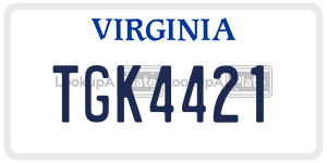 TGK4421  license plate in VA