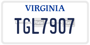 TGL7907  license plate in VA