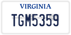 TGM5359  license plate in VA