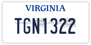 TGN1322  license plate in VA