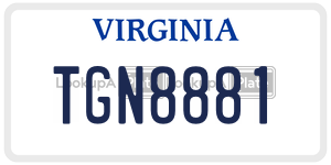 TGN8881 license plate in Virginia