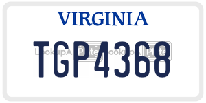 TGP4368  license plate in VA