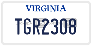 TGR2308 license plate in Virginia