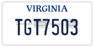 TGT7503 license plate in Virginia