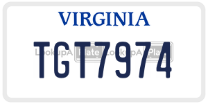 TGT7974  license plate in VA