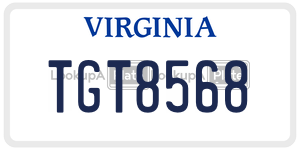 TGT8568 license plate in Virginia